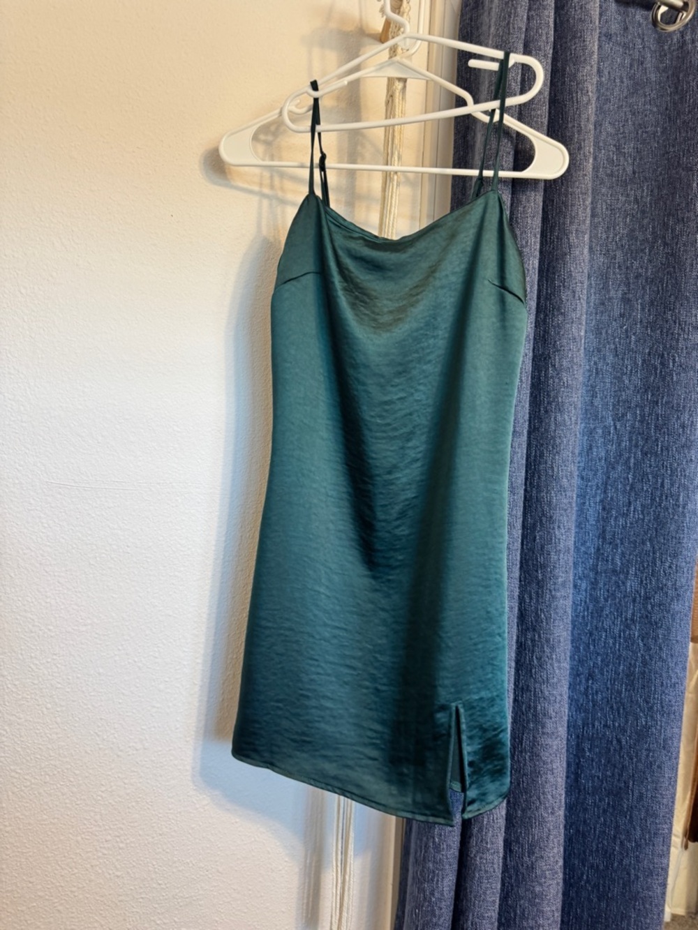 Kendall & Kylie Teal Satin Slip Dress